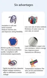 LED light connecting cable 18AWG*4 and (34/0.16TS)