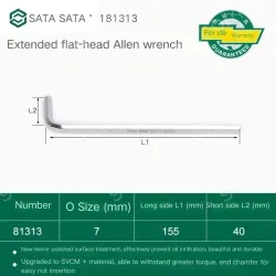 Extended flat head hex wrench 7mm 81313