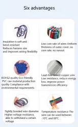 LED light connecting cable 18AWG*10 and (34/0.178TS)