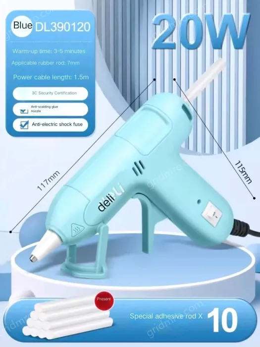 20W children's blue glue gun + 10 glue sticks